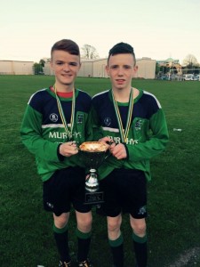 Caolain Logue and Corey McCoubrey hold the runners up cup