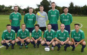 The Downpatrick first team who beat Shankhill 3-0.